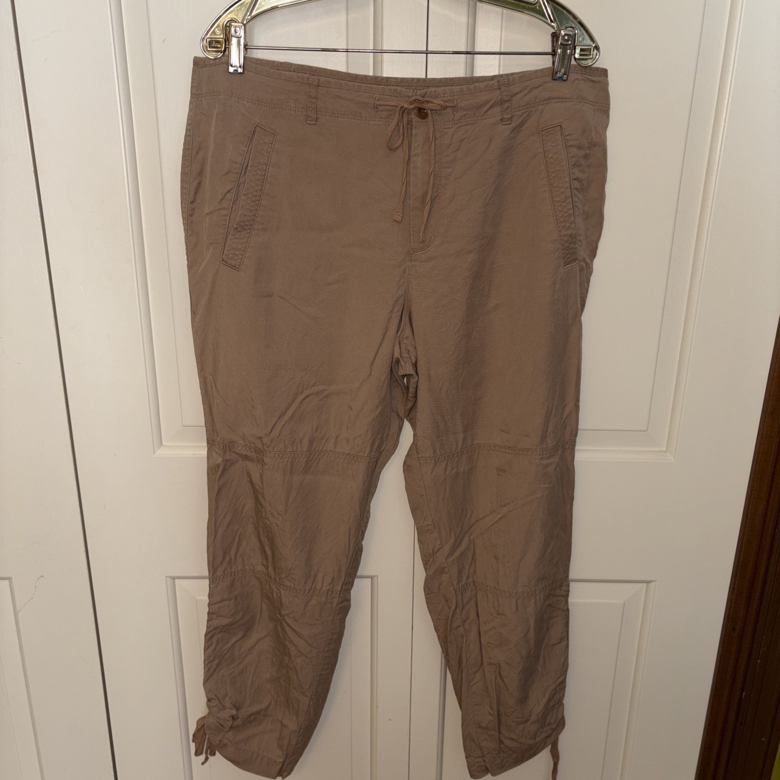Lauren Ralph Lauren 100% lyocell khaki pants cinch legs size 14 drawstring