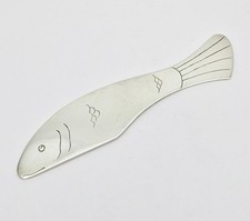 RARE NOVELTY STERLING SILVER FISH BOOKMARK / PAGE TURNER London 1932