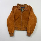 Vintage Orvis Suede Leather Bomber Jacket Men's Large Brown Full Zip Fishing