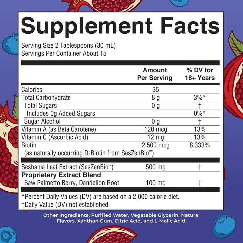 Fórmula líquida diaria para el cabello MaryRuth’s - granada de arándanos - 15,22 fl oz Foto 2 de 4