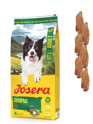 1 *12,5 kg Josera SensiPlus Premium Hundefutter + 6 *Kaninchenohr  Hundesnacks