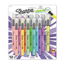 Sharpie Clear View Highlighters 12 ct SEE THROUGH THE TIP   NEW  