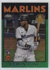 2021 Topps Silver Pack Series 2 1986 Chrome Baseball Green 74/99 Lewin Diaz fm0