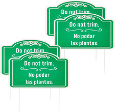 4Pcs Do Not Trim Yard Signs with Stakes, 9.84X5.91 Inch Corrugated Plastic Yard
