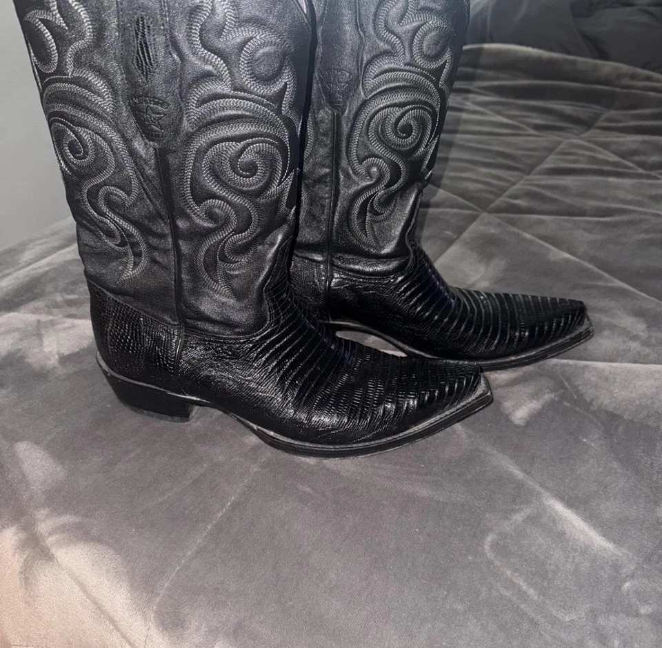 Bota Western Exótica Lagarto Teju Negra Los Altos 12D Foto 2 de 4