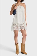 NWT FARM RIO Eyelet Embroidery Lace Linen Beach Coveup Mini Dress - S - White