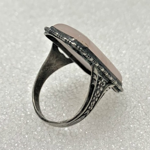 Rectangle rose quartz sterling silver ring size 6… - image 7