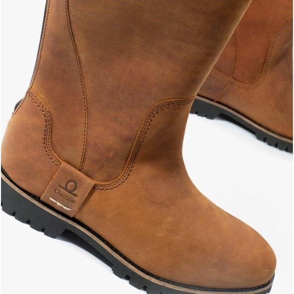 Chatham Gatcombe Womens Leather Zip Up Memory Foam Walnut Tall Boots image 7