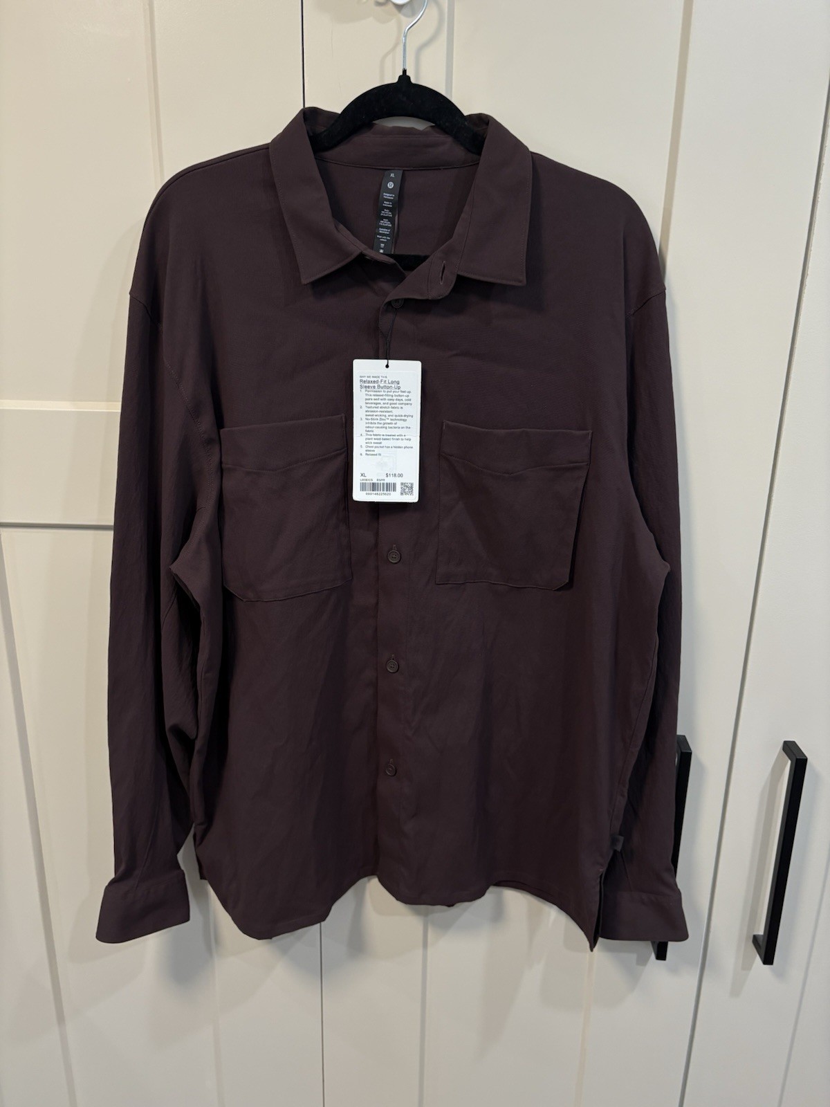 Lululemon Relaxed Fit Long Sleeve Button Up Shirt Men's XL Espresso Brown ESPR