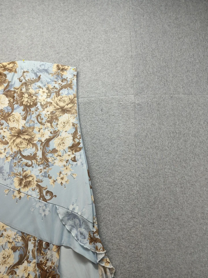 Charlotte Russe 连衣裙女式大号蓝色花卉无肩带荷叶边长裙晚礼服 — 第 3/4 张图片