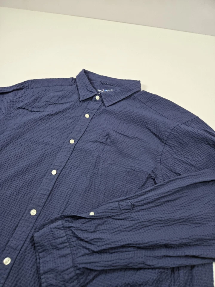 Vineyard Vines 衬衫男式 2XL 蓝色 OTG 性能纽扣泡泡纱 — 第 2/4 张图片