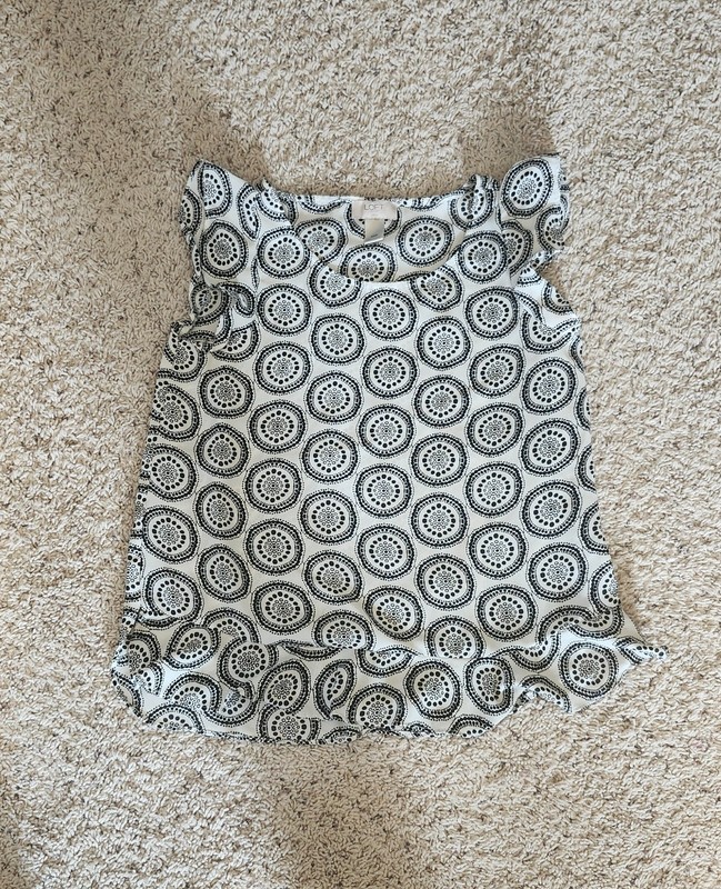 Loft Outlet Short Sleeve Black & White Geometric Buze, Size XS Petite