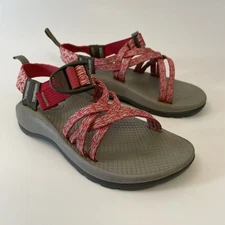 Chaco ZX1 Ecotread Rend Pink and Red Sport Sandals J180014 Girls Size 1