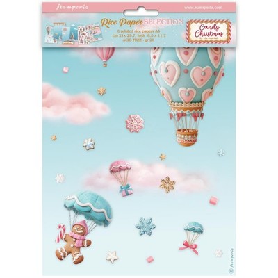 Stamperia Candy Christmas  A4 Rice Paper Pack Decoupage Paper Christmas Pink
