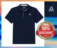 Reebok Men's SIZE M Performance Polo Shirt, Active Fit, Navy NEW