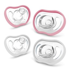 Nanobebe Active Baby Pacifiers 4-36 Months - 4 Count Pack of 1 , White/Pink