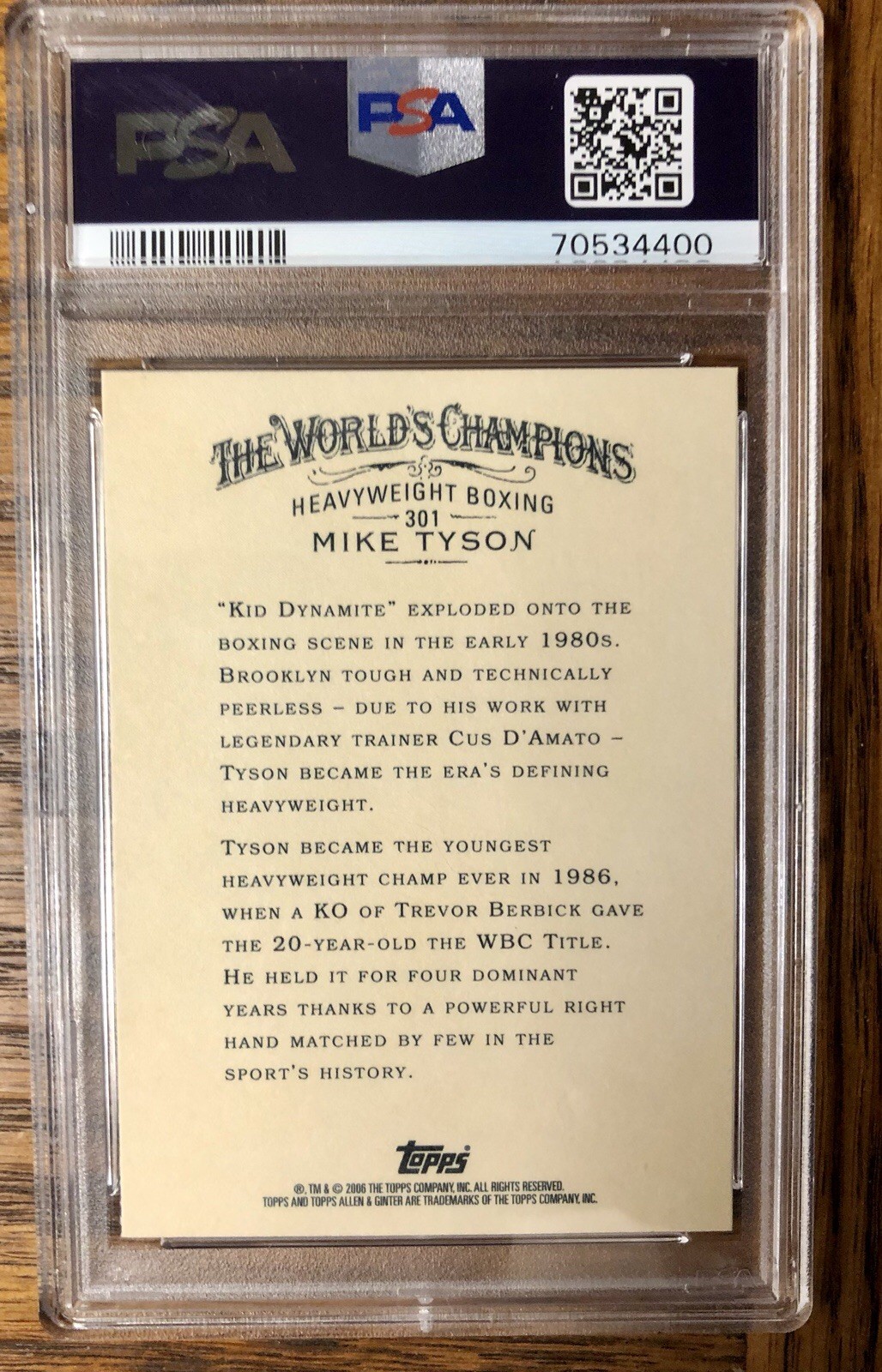 Mike Tyson 2006 Topps Allen & Ginter's #301 SP PSA 9 FREE S&H w/ USPS Tracking view 2