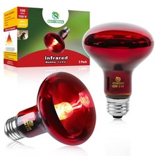 Reptile Heat Lamp Bulbs,Infrared 100W Reptiles  Amphibians Basking Spot Lamp...