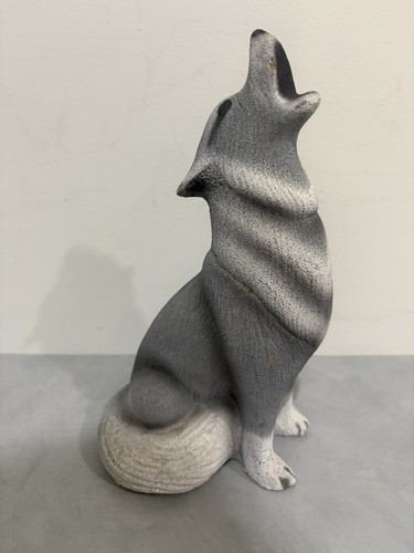 Vintage Howling Wolf Statue Rustic Lodge Decor Concrete Plaster Wolf