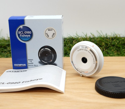 Olympus 9mm f/8 Lens BCL-0980 FisheyeWhite Camera W/ Box Japan [Mint] #1354