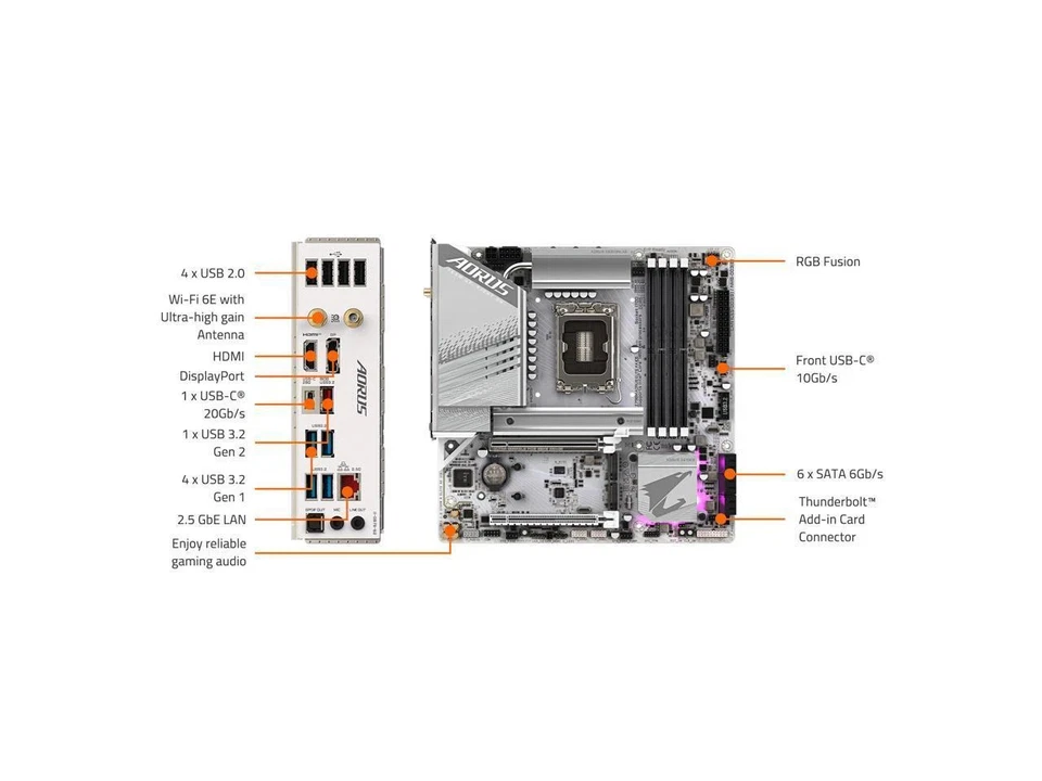 GIGABYTE Z790M AORUS ELITE AX ICE M-ATX Motherboard LGA 1700 DDR5 Desktop GAMING - Image 4 of 4