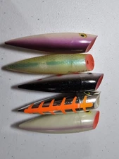 Lot of  5 Salmon Trolling Plugs.   J-Plugs, Silver Horde. All 4" Plugs 
