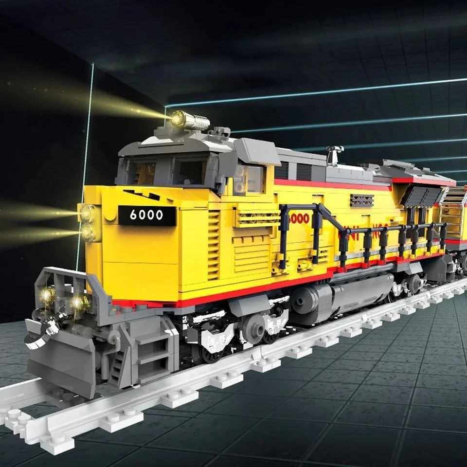1162PCS locomotive Vintage yellow Train Building Blocks Model Train Set - Image 4 of 4