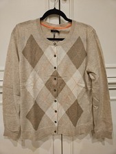 Apt 9 100 cashmere argyle crew neck sweater X large 240 tan heathr NWT