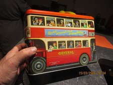 Jolie Ancienne Boite en Tôle à Gâteau Grand English Bus Anglais Sultana Biscuit