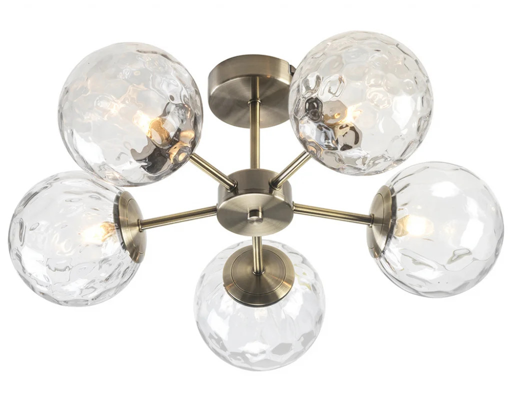 Ceiling Light Brass Charlton 5 Antique Oaks Lighting 7016/5 SF AB
