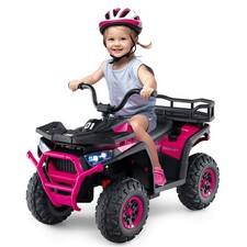 24V Kids Ride on Electric ATV Car Toy w/ Spring Suspension  LED Lights USB