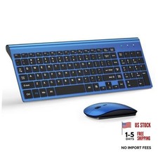 Wireless Keyboard and Mouse Ultra Slim Combo, - - 2.4G Silent Blue Black