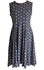 Womens Porto SF Sleeveless Polka Dot Breathable Pocket Stretch Midi Dress 2 US M
