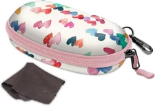 Fintie Sunglasses Case with Carabiner, Hard Shell Shockproof Raining Hearts 