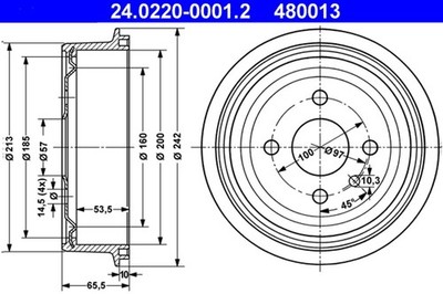 2x Bremstrommel ATE 24.0220-0001.2 für OPEL KADETT J89 J82 MANTA CHEVROLET ASTRA