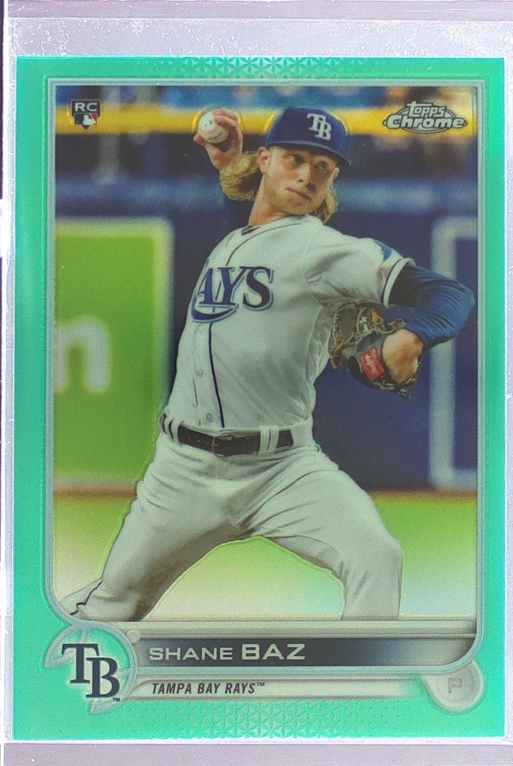 2022 Topps Chrome Shane Baz Aqua Refractor /199 RC #201 Rays