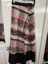 Vintage70s Floral Corduroy Skirt Peddlers II Cottagecore Maxi Wrap Skirt Size 12