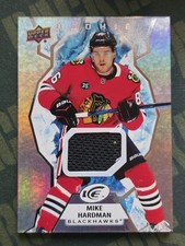 Mike Hardman 2021-22 Upper Deck ICE Rookie Memorabilia Jersey Card #129. rookie card picture