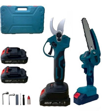KIT 2 PZ FORBICE A BATTERIA DA POTATURA +MOTOSEGA +VALIGIA CESOIA 48V 2 BATTERIE