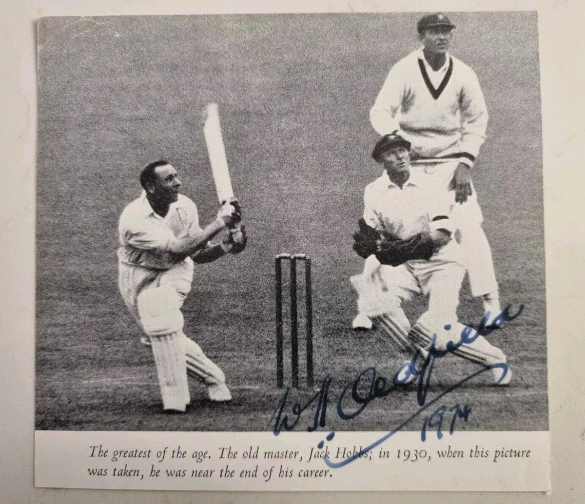 Bert WA Oldfield autographed cricket book page