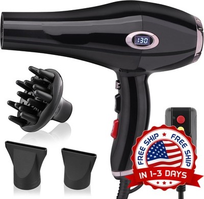 Secador de Cabello Profesional Ionico 2200W Secado Rapido Difusor Motor AC Quiet