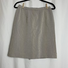 Talbots Women's Lined Skirt Beige White Stripes Sz 8 Vtg Pre Owned Italian USA