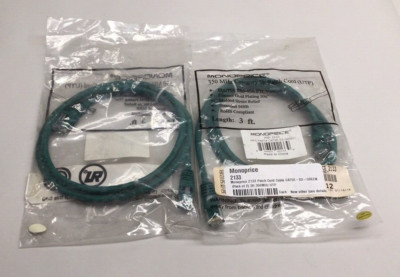 Monoprice 2133 Patch Cord Cable CAT5E-03-GREEN (Pack of 2) 3ft 350MHz UTP