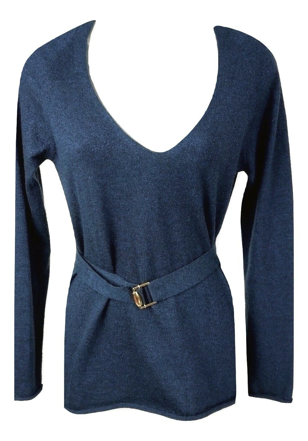 Pull femme authentique à col en V bleu métallique bleu Gucci taille M