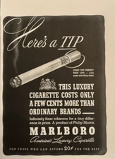 1940 Marlboro Cigarettes Luxury Ivory Tips Tobacco Philip Morris VTG Print Ad