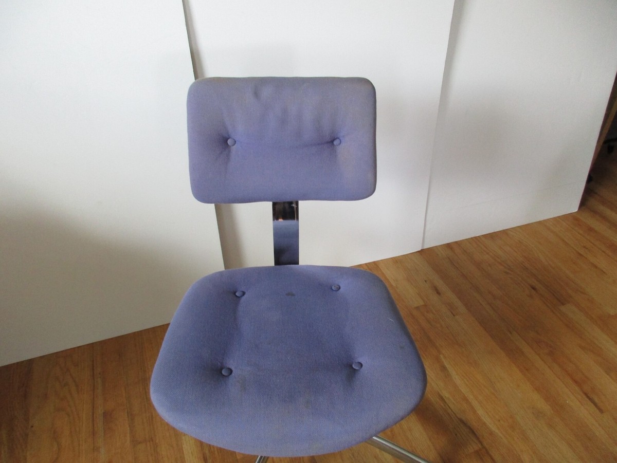 Steelcase Vintage MCM Purple Swivel Office Desk Chair-1976-Chrome