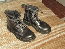 Dr. Martens Kids Boots Size 13 Metalic Leather Combat Boots 1460 J Side Zip
