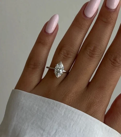 2 Ct Marquise-Cut VS1/G Lab Grown Diamond Solitaire Wedding Ring 14K White Gold - Image 3 of 4