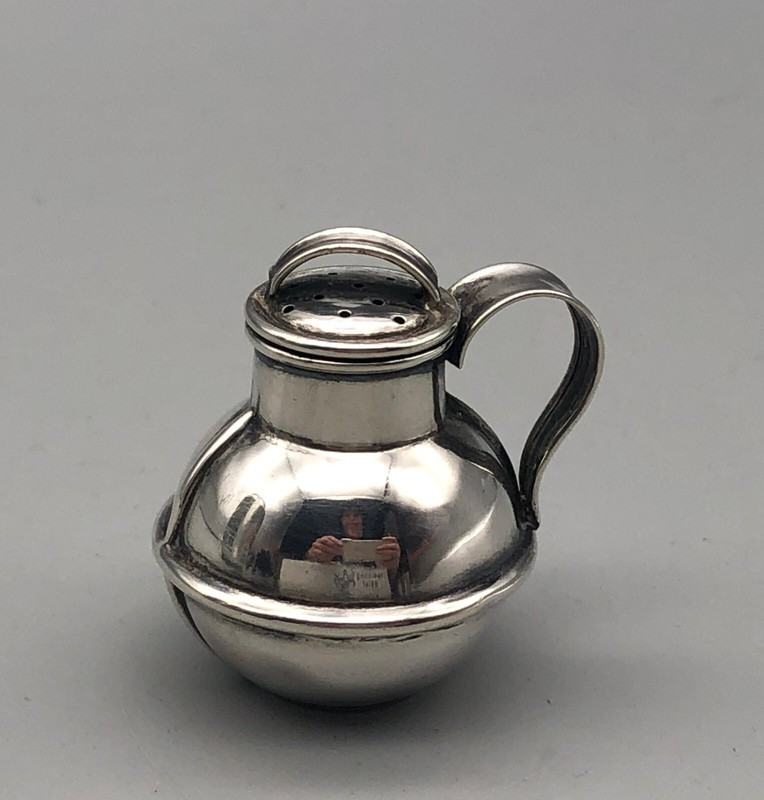 Antique 1906 English Sterling Silver Miniature Guernsey Handled Jug Pierced Top