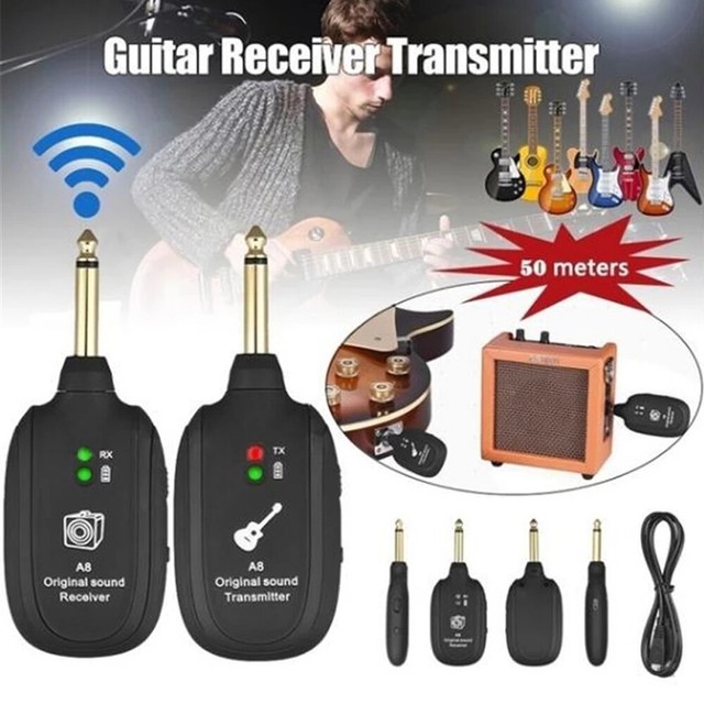 Guitar Wireless System Transmitter Receiver Set Builti Rechargeable eBay